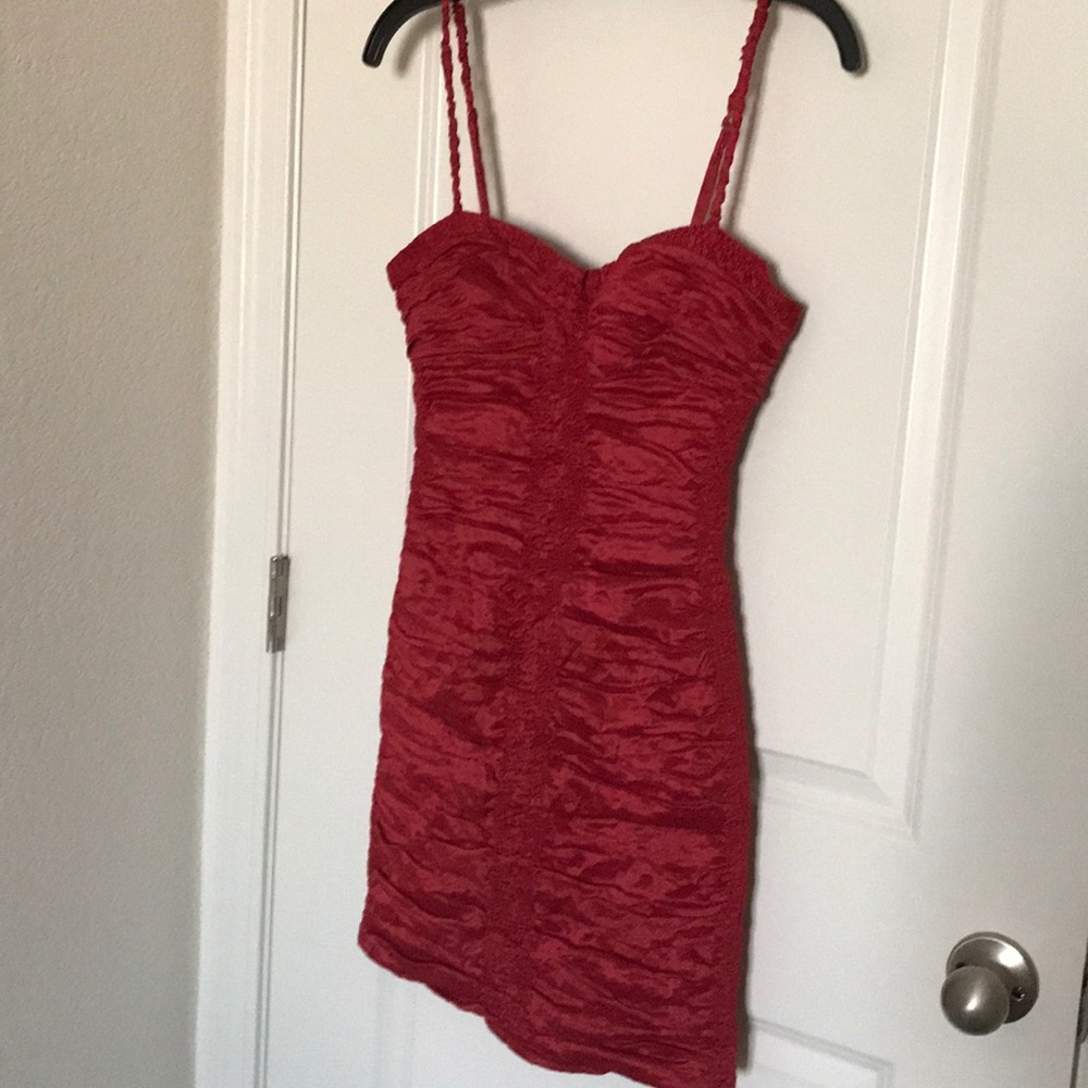 BCBG Maxazria Fitted Stretch Metal Taffeta Dress